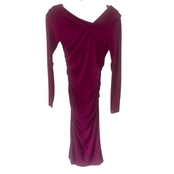 Diane von Furstenberg DVF Bentley Plum Ruched Stretch Jersey Bodycon Dress P (0) - Picture 4 of 8
